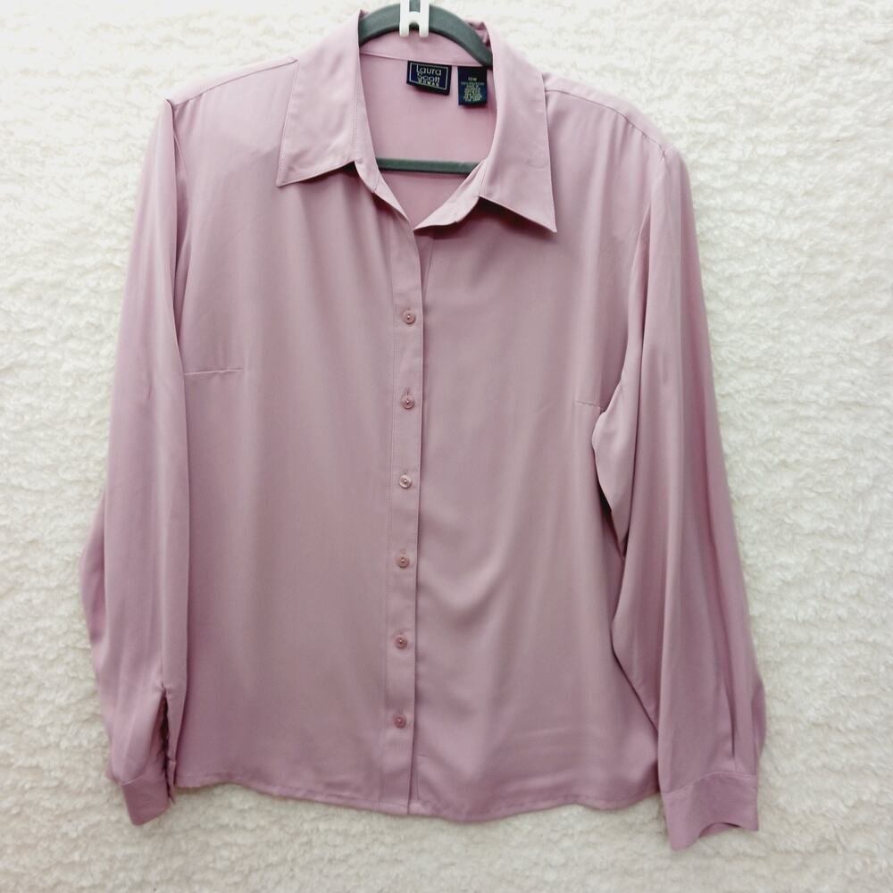 Blouse Button Up Mauve Office Chic Minimalist Quiet Luxury Soft Business Sz 18W
